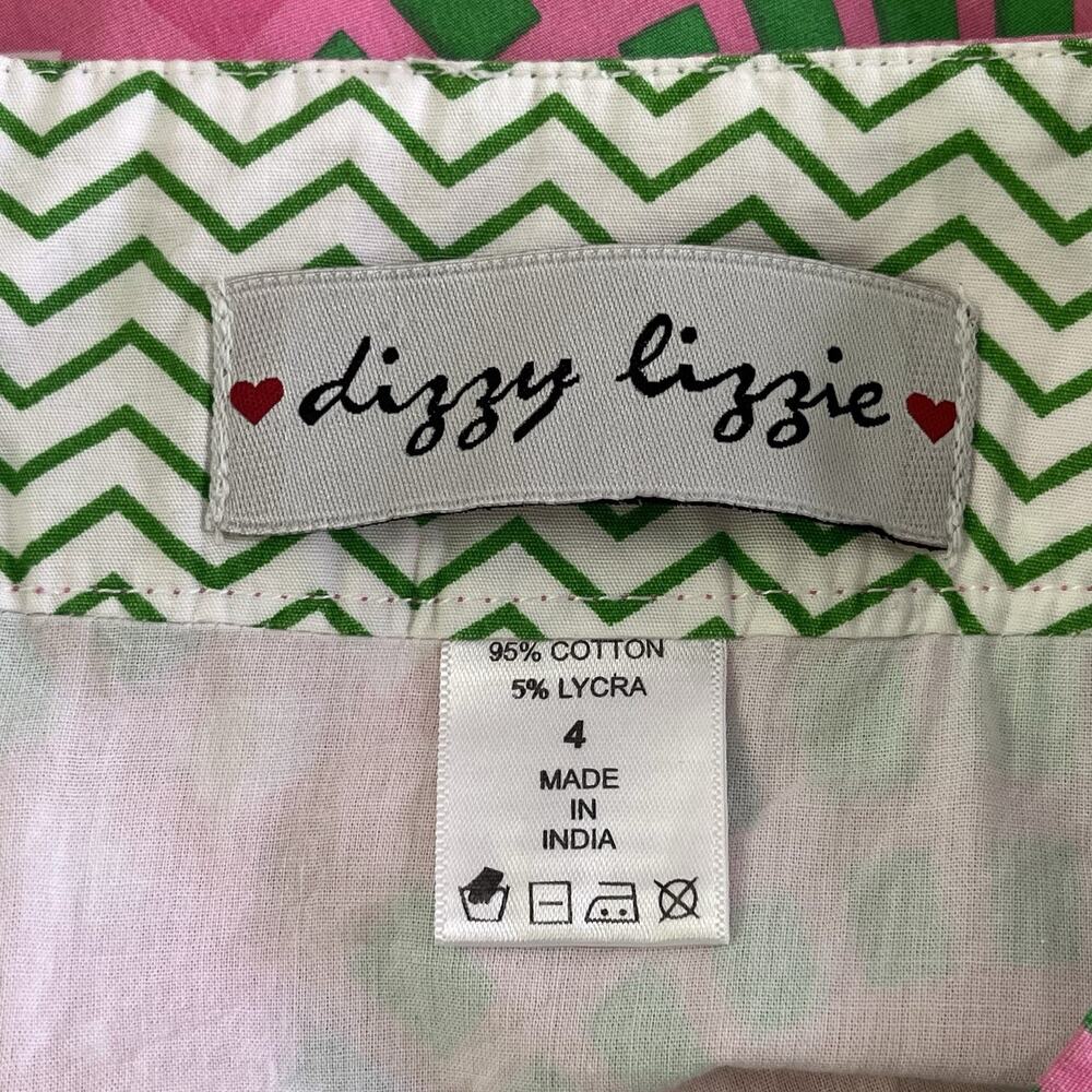 Dizzy Lizzie Skirt Women's 4 Lined Cotton Stretch Circles Geometric Pink Preppy - Picture 4 of 9